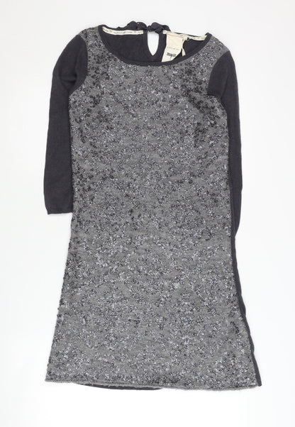 White Stuff Women's Grey Sequin Knit Dress Size 8