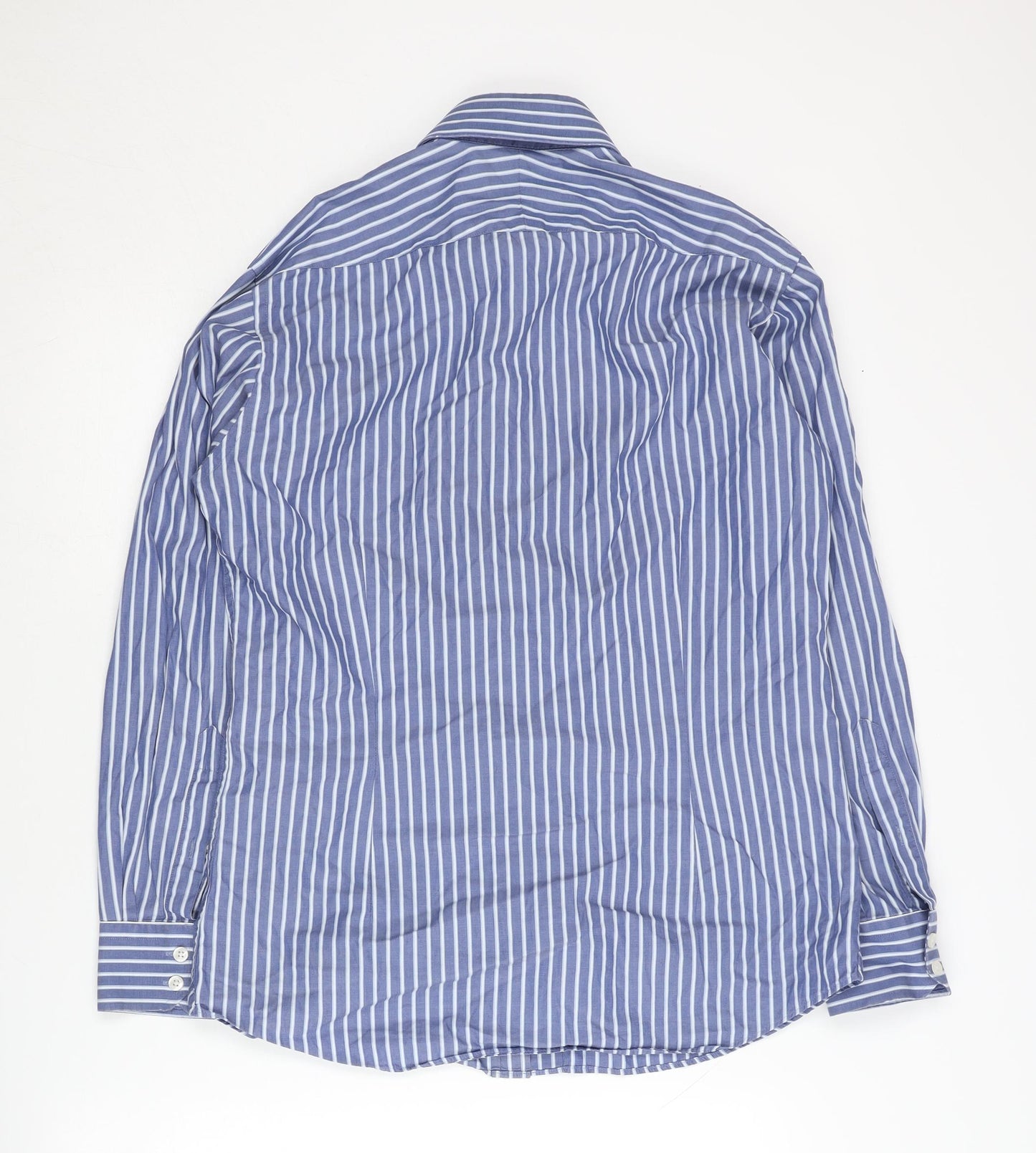 Hawes & Curtis Men's Blue Striped Slim Fit Shirt Size 15