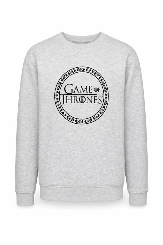 Front view of HBO unisex grey game of thrones sweatshirt s