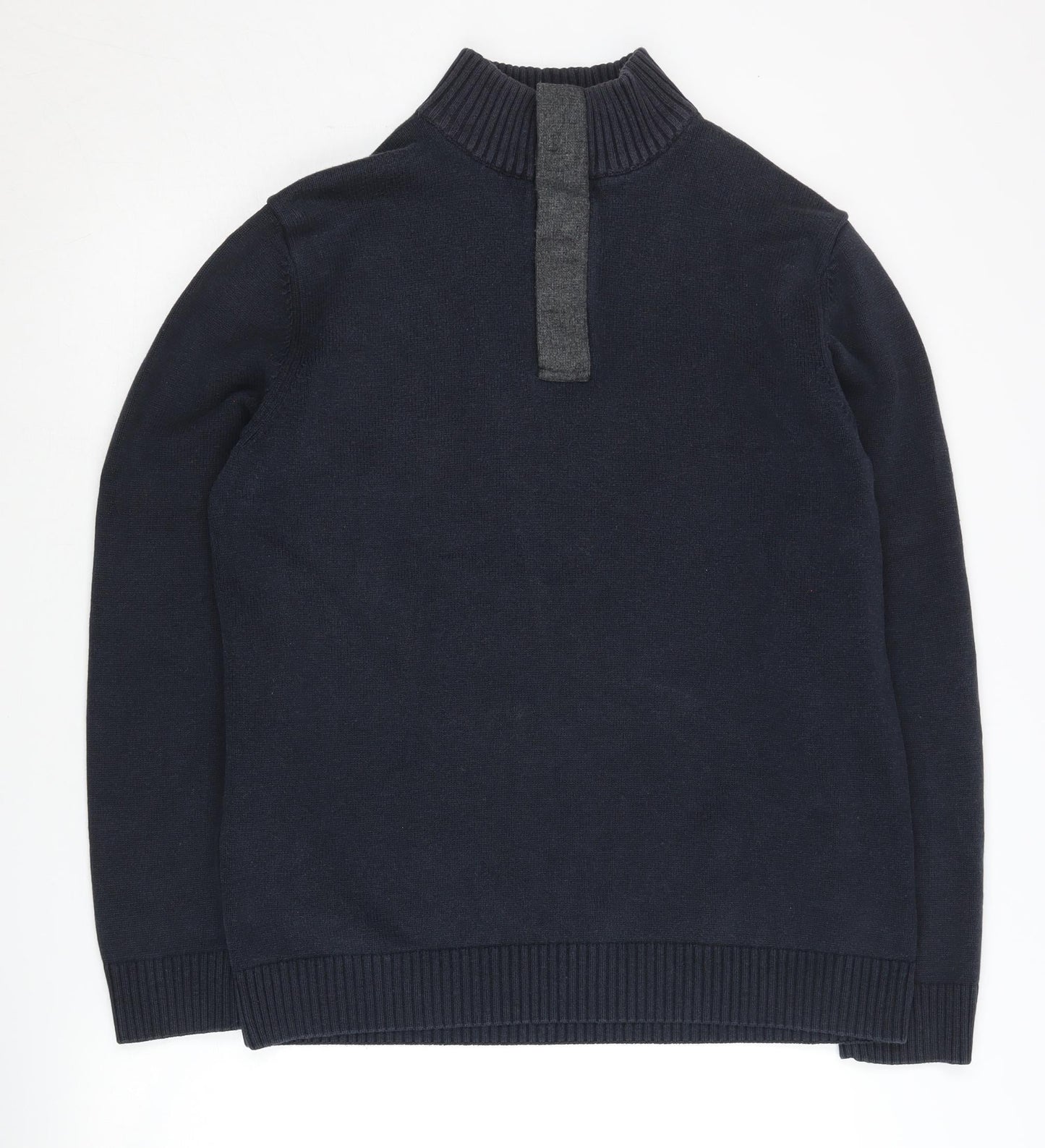 Bäumler Men's Blue Cotton Knit Henley Sweatshirt Size L