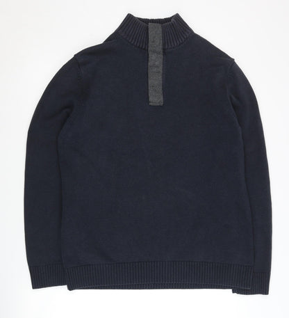 Bäumler Men's Blue Cotton Knit Henley Sweatshirt Size L