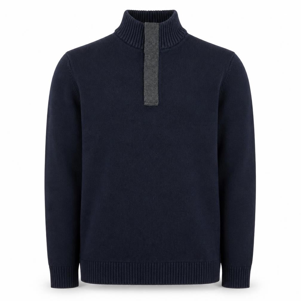 Bäumler Men's Blue Cotton Knit Henley Sweatshirt Size L