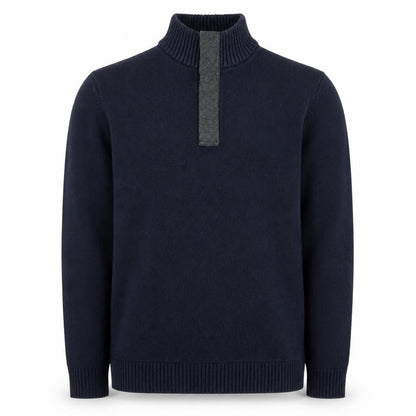Bäumler Men's Blue Cotton Knit Henley Sweatshirt Size L