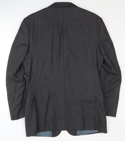 T.M. Lewin Men's Grey Wool Blazer, 40R, Classic Fit