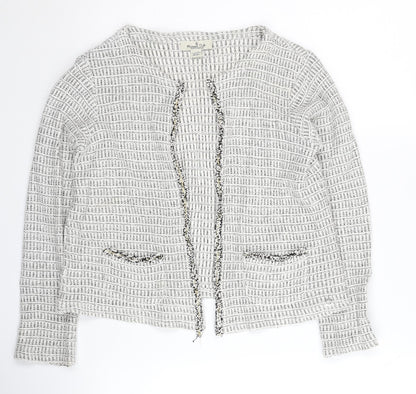 Massimo Dutti Girls White Cardigan, Size 11-12 Years, Zip