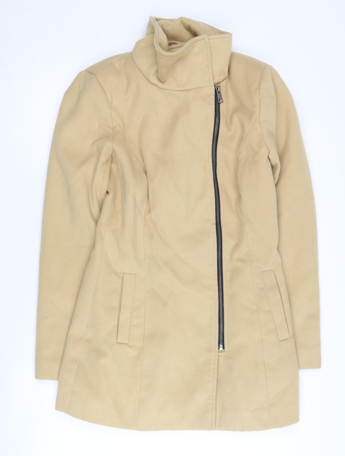 Jacqueline de Yong Women's Beige Coat - Size S, Zip Closure