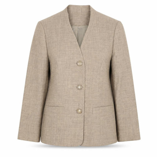 Front view of Honor Millburn Women’s Beige Suit Jacket, size UK 14
