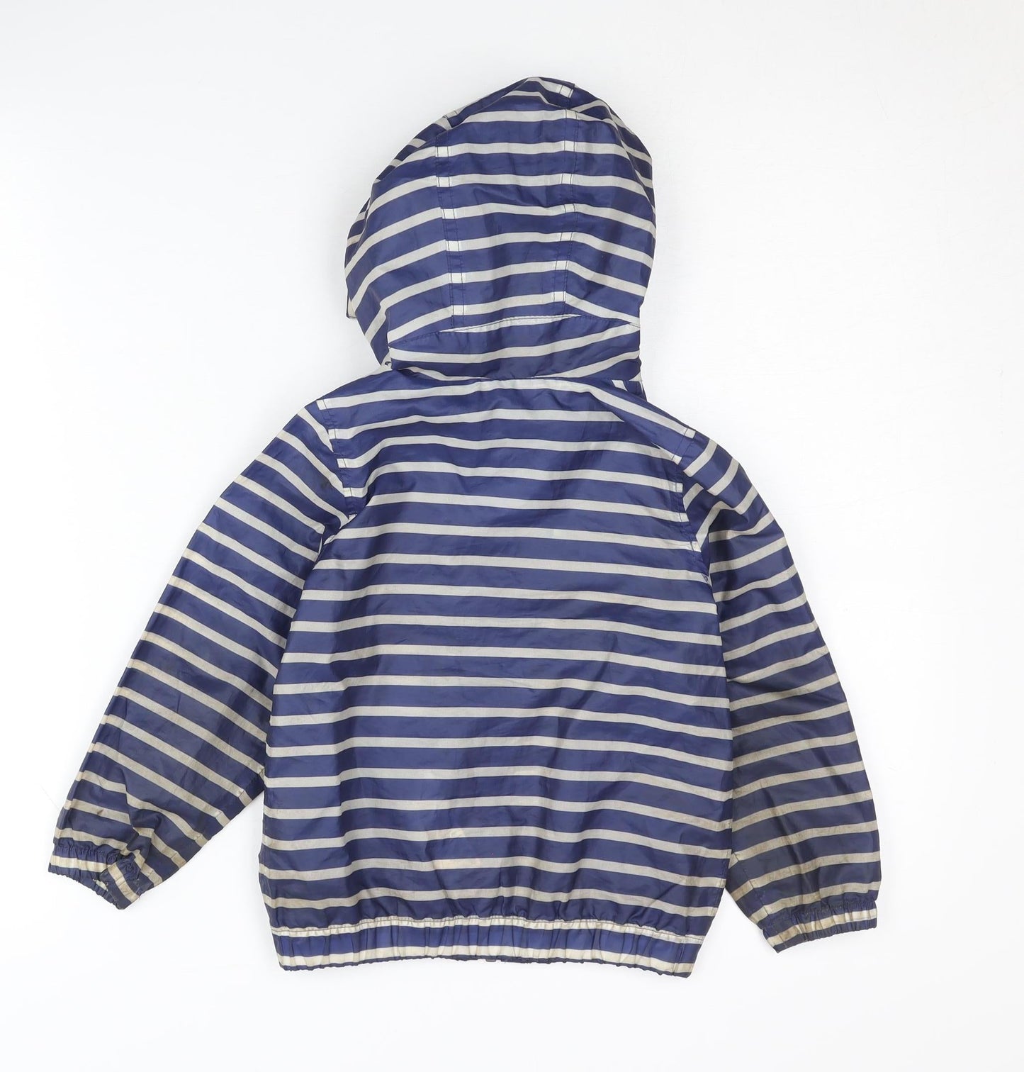 Joules Girls Blue Striped Rain Coat 3 Years