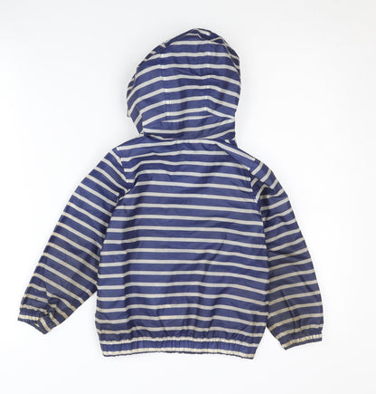 Joules Girls Blue Striped Rain Coat 3 Years