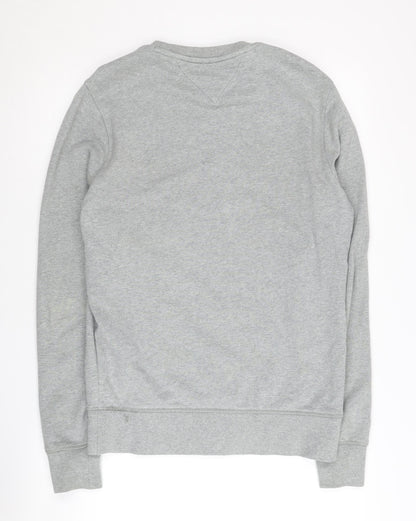 Tommy Hilfiger Men's Grey Logo Sweatshirt, S, Pullover, Cotton