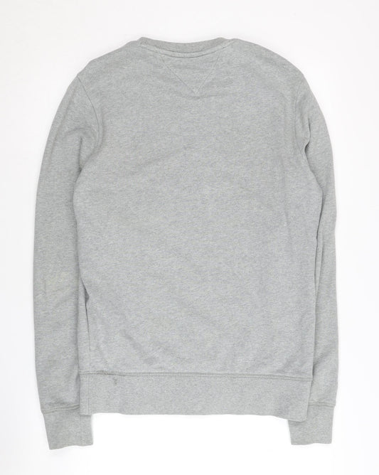 Tommy Hilfiger Men's Grey Logo Sweatshirt, S, Pullover, Cotton