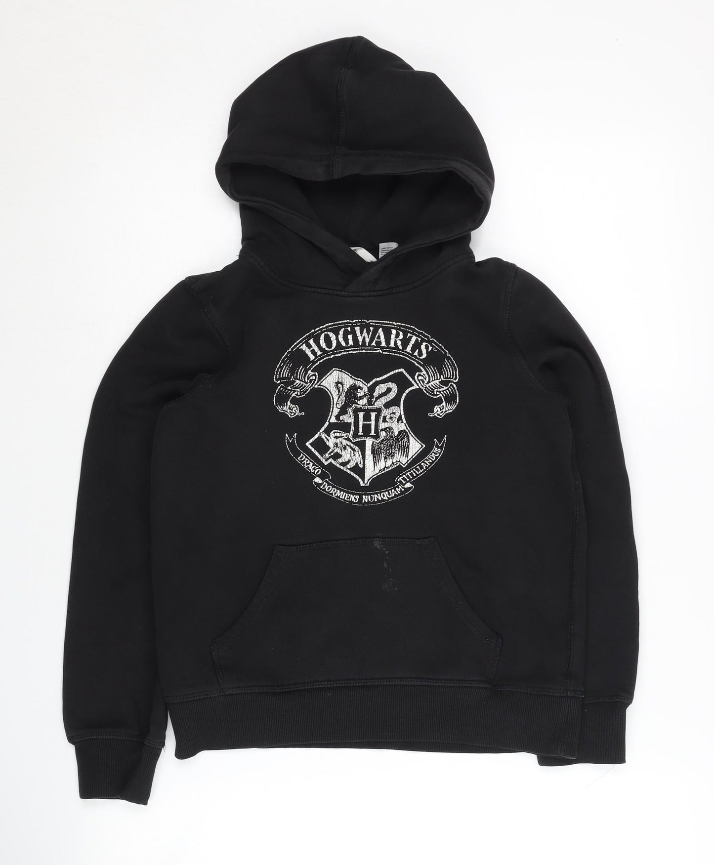 H&M Boys Black Hogwarts Hoodie Pullover Size 11 Years