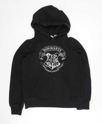 H&M Boys Black Hogwarts Hoodie Pullover Size 11 Years