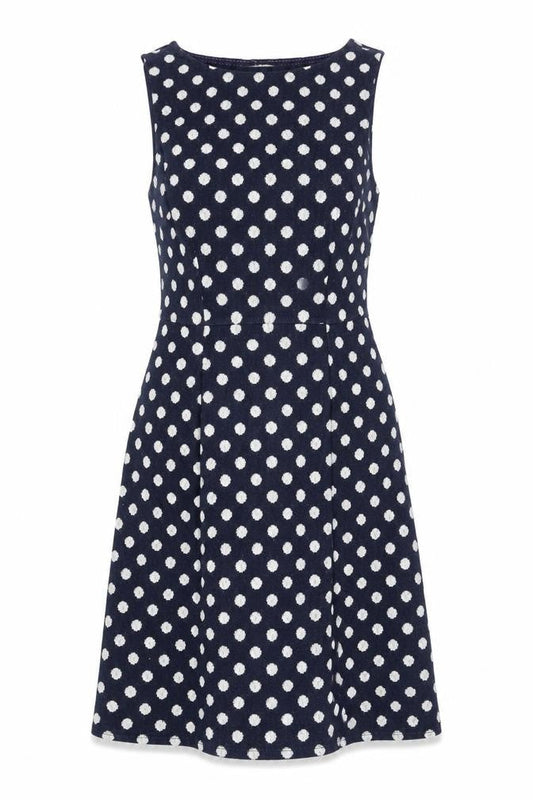 White Stuff Women's Blue Polka Dot Sleeveless Dress