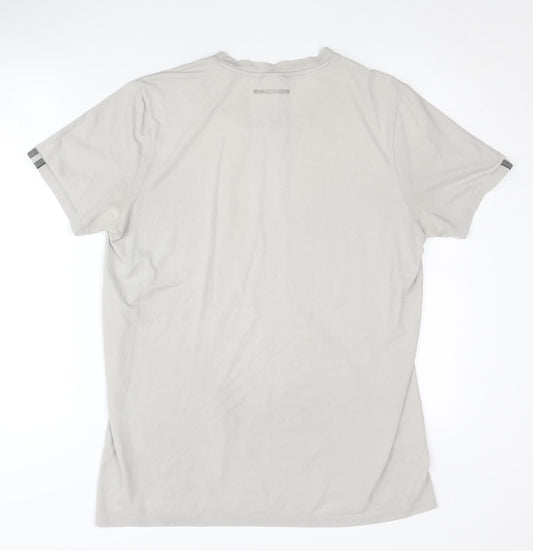 Adidas Men's Beige T-Shirt, Large, Crew Neck, Logo Accent