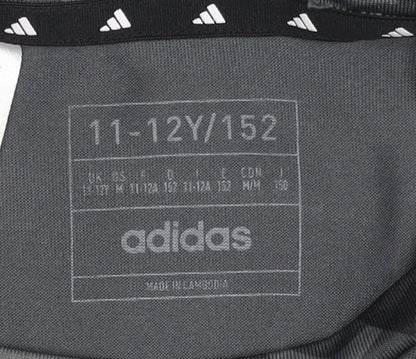 Adidas Girls' Black Camouflage Cropped T-Shirt 11-12