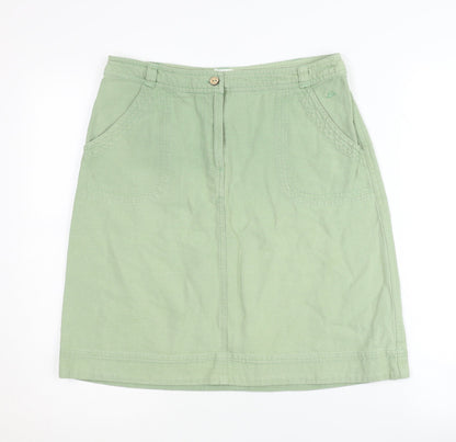 Mantaray Women's Green Cotton Skirt, Size 10, Pockets