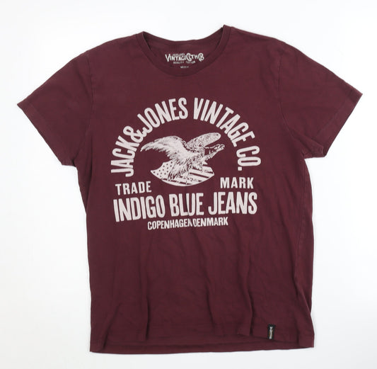 Jack & Jones Men's Red Vintage Graphic T-Shirt M