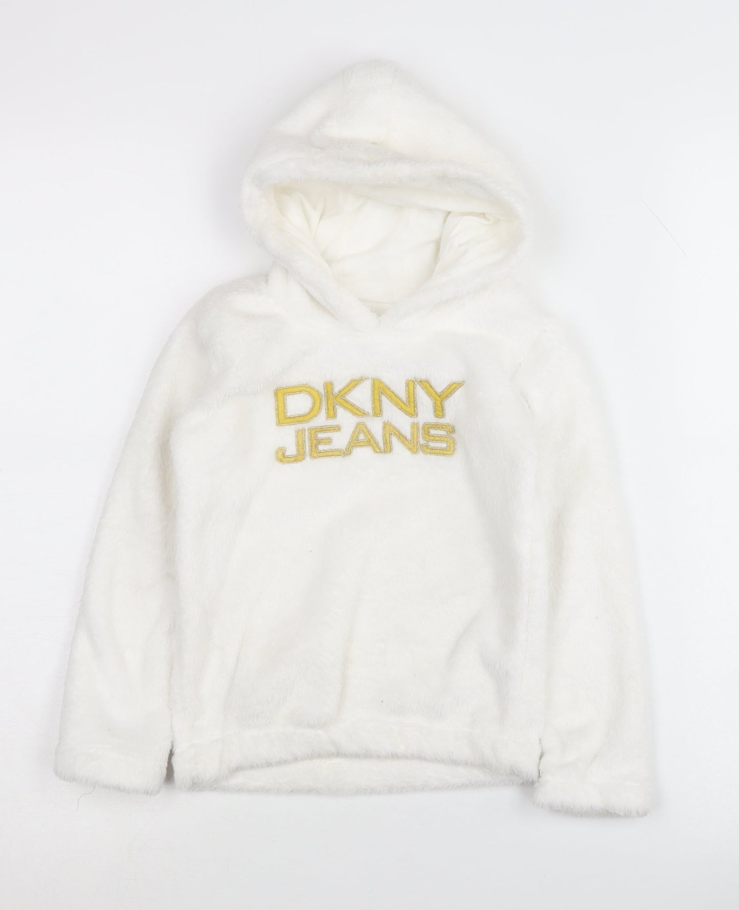 DKNY Jeans Girls Ivory Hoodie, 4 Years - Embroidered Pullover