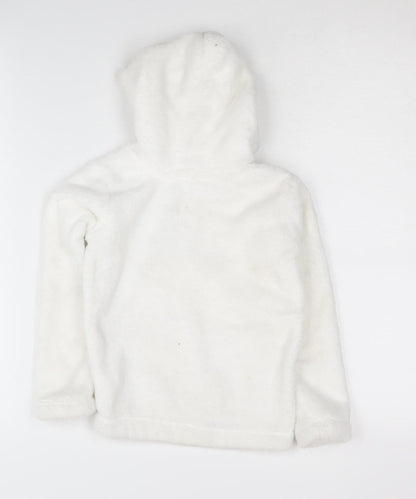 DKNY Jeans Girls Ivory Hoodie, 4 Years - Embroidered Pullover