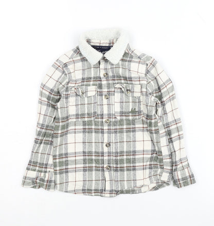 Mantaray Boys Grey Plaid Button-Up Shirt 3-4 Years Lined Winter