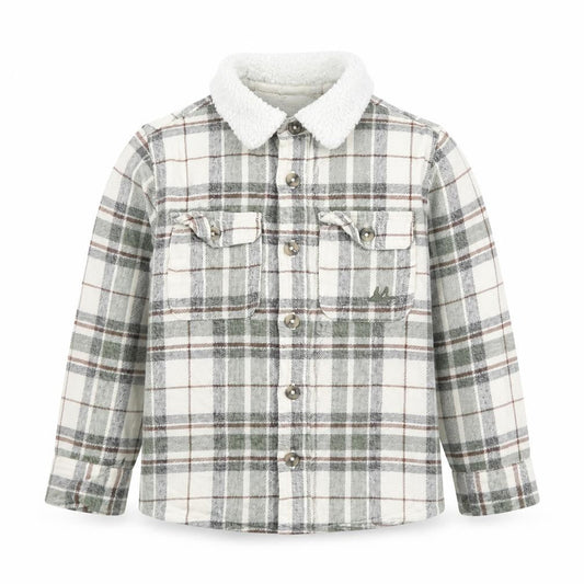 Mantaray Boys Grey Plaid Button-Up Shirt 3-4 Years Lined Winter