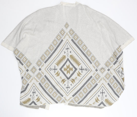 Womens UK Size 10 Animal Ivory Cape Jumper