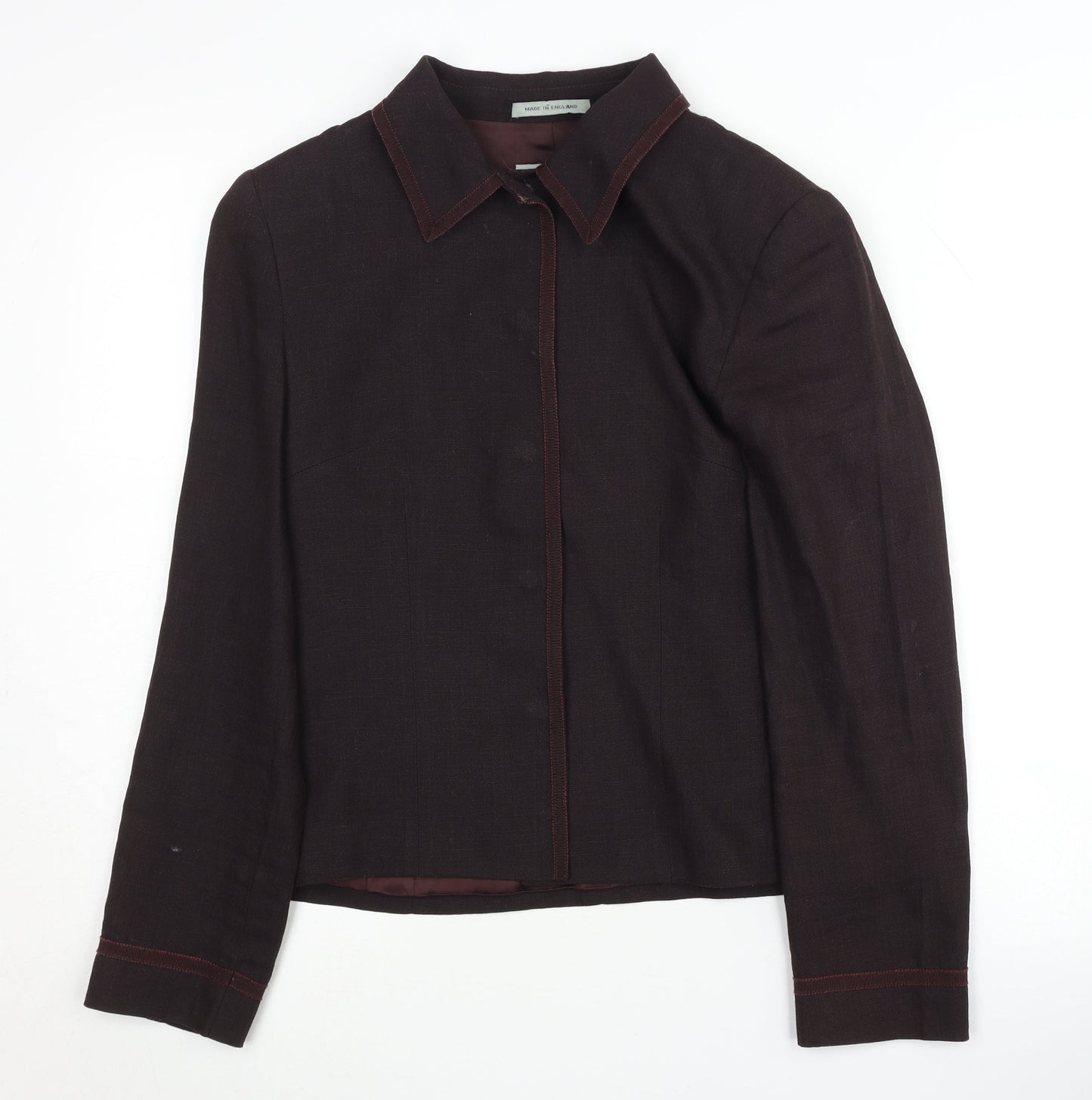 Jigsaw Brown Blazer Women Size 8 Linen Blend Elegant