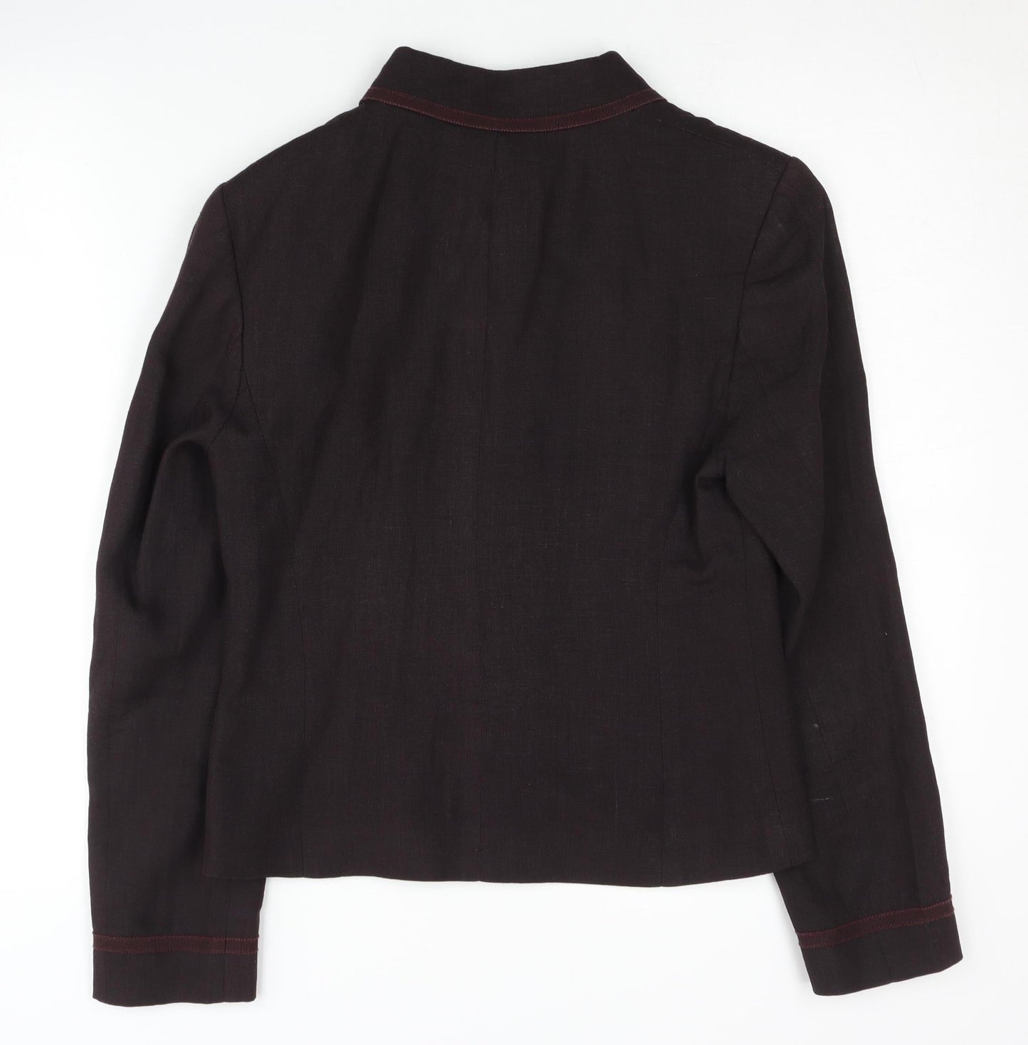 Jigsaw Brown Blazer Women Size 8 Linen Blend Elegant