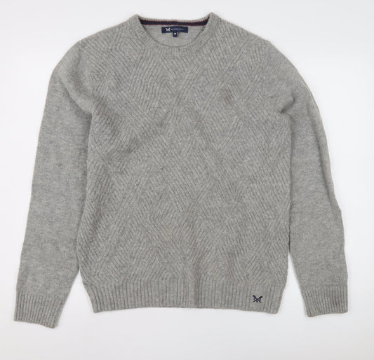 Crew Clothing Company Grey Cable-Knit Pullover Jumper