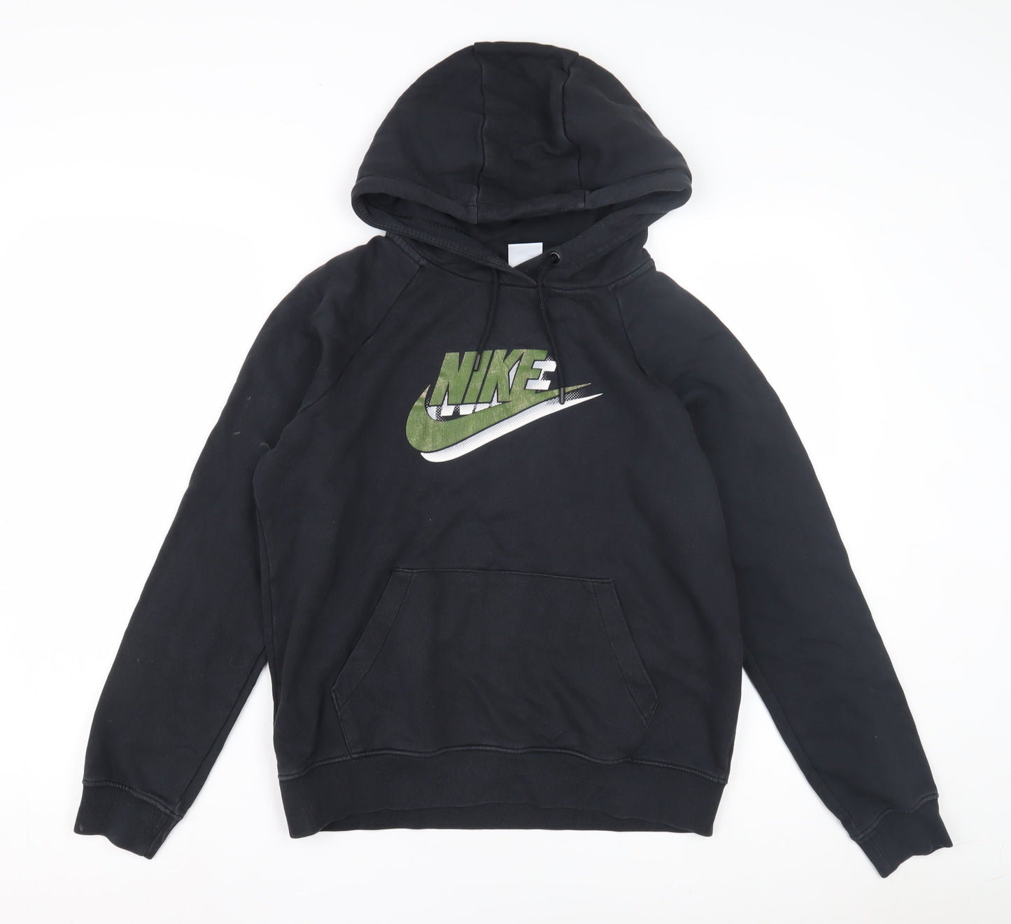 Nike Boys Black Pullover Hoodie with Logo - Size S