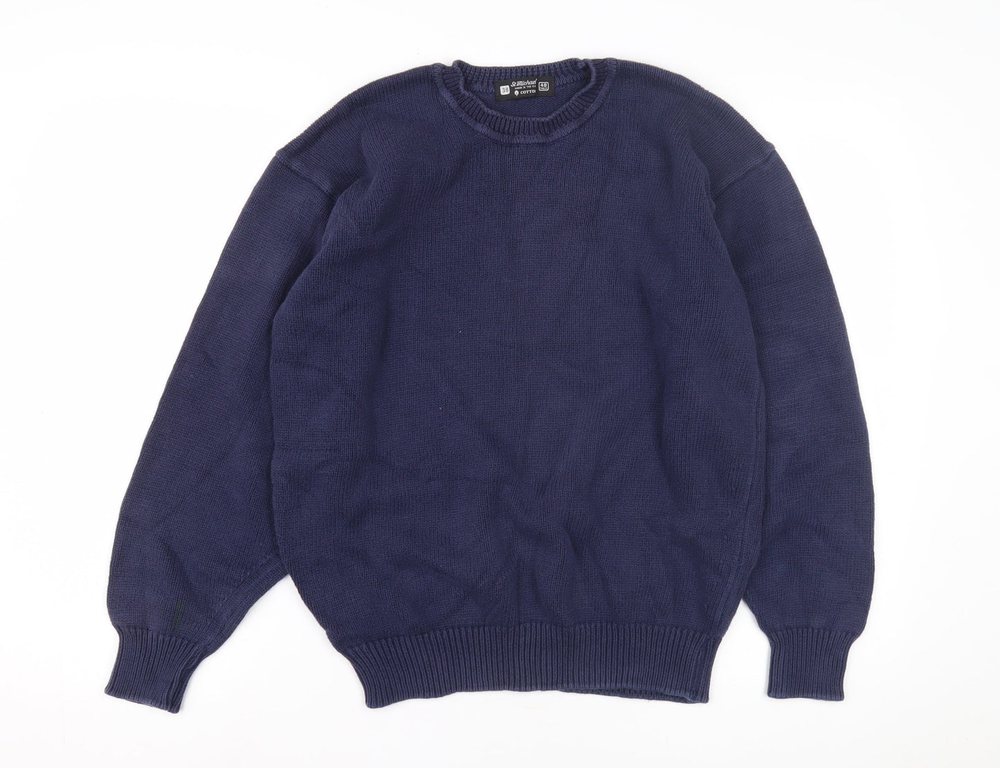 Marks and Spencer Men’s Blue Cotton Pullover Jumper