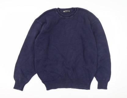 Marks and Spencer Men’s Blue Cotton Pullover Jumper