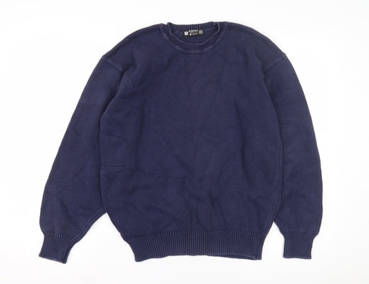 Marks and Spencer Men’s Blue Cotton Pullover Jumper
