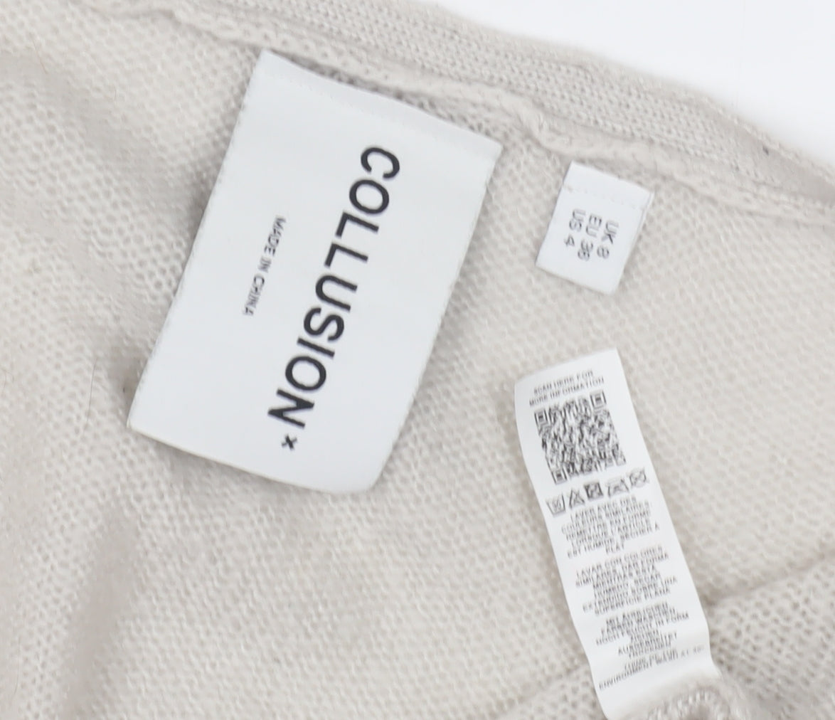Womens UK Size 10 COLLUSION Ivory Cardigan Jumper