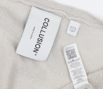 Womens UK Size 10 COLLUSION Ivory Cardigan Jumper