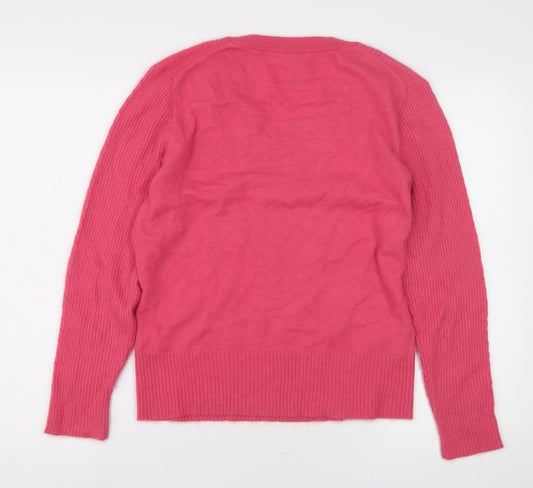 CC Women's Pink Angora Nylon Beaded Pullover Jumper Size 8