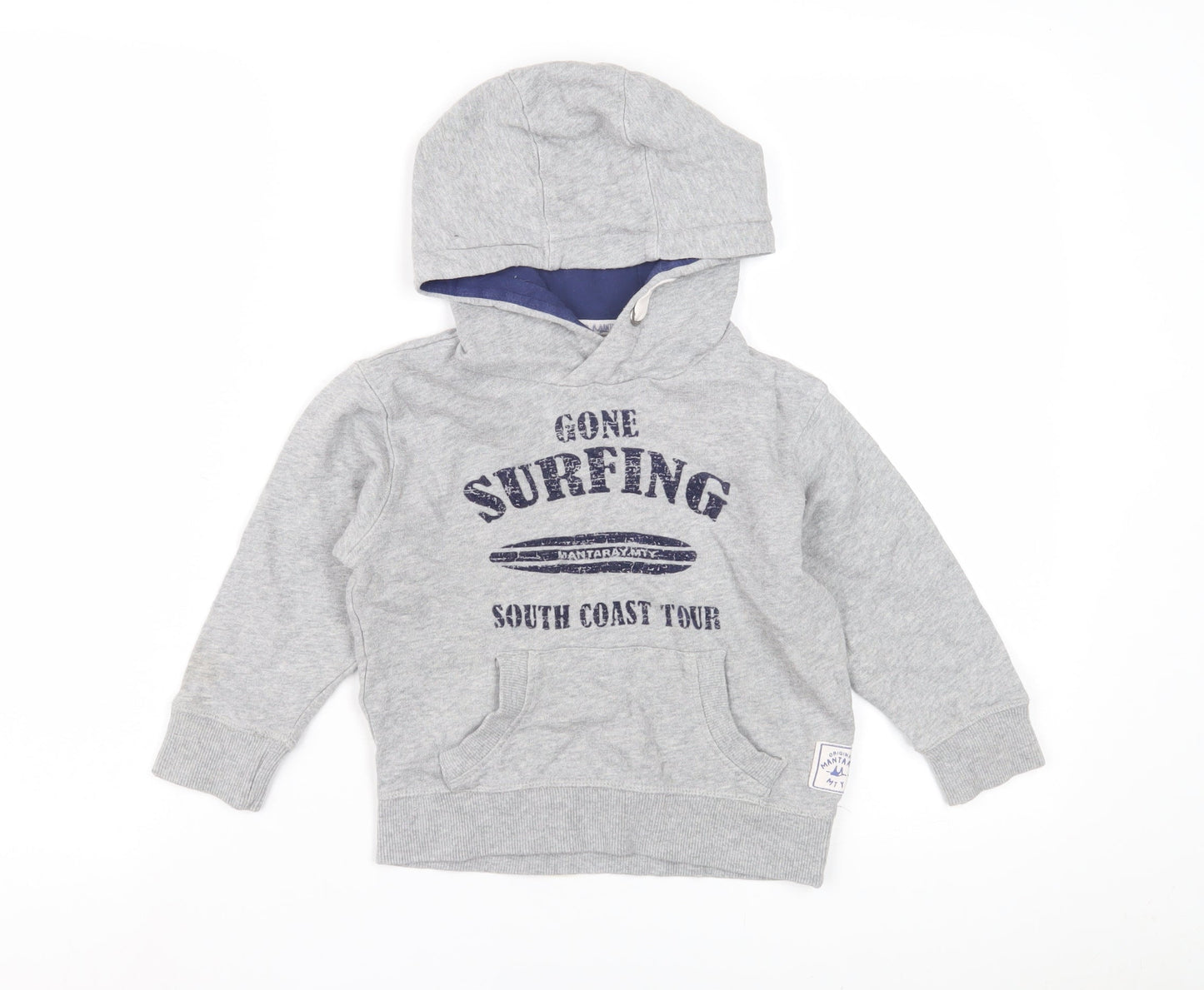 Mandarcy Boys Grey Pullover Hoodie, Age 2-3 Years, Surf Theme