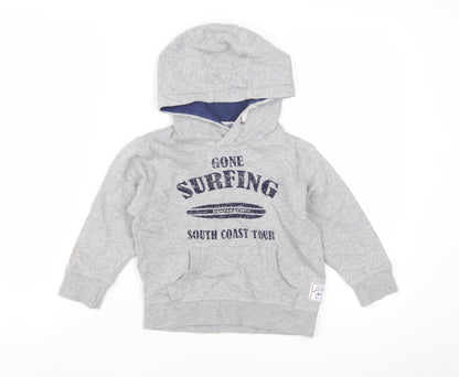 Mandarcy Boys Grey Pullover Hoodie, Age 2-3 Years, Surf Theme