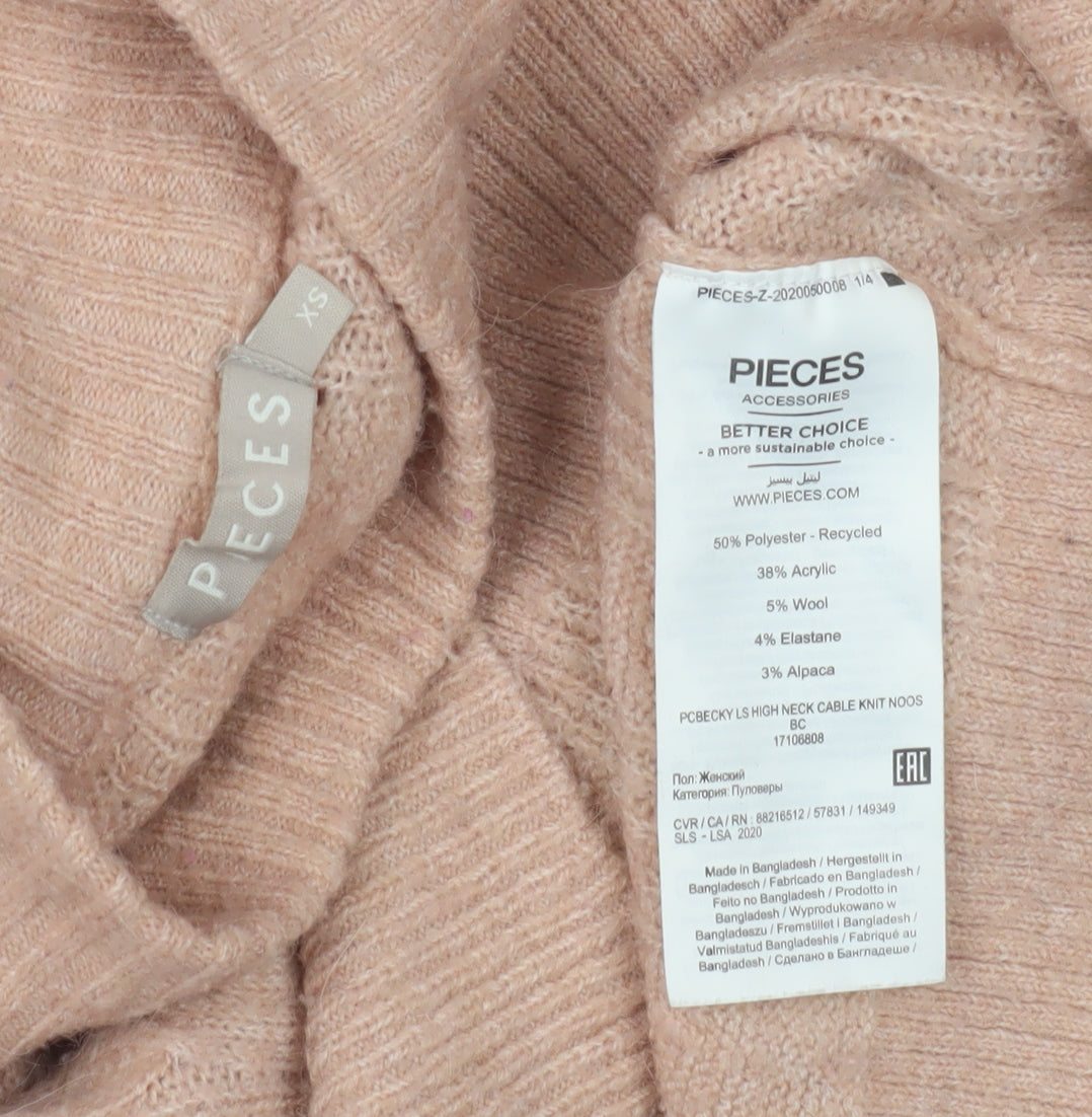 Womens UK Size XS Pieces Pink Pullover Jumper