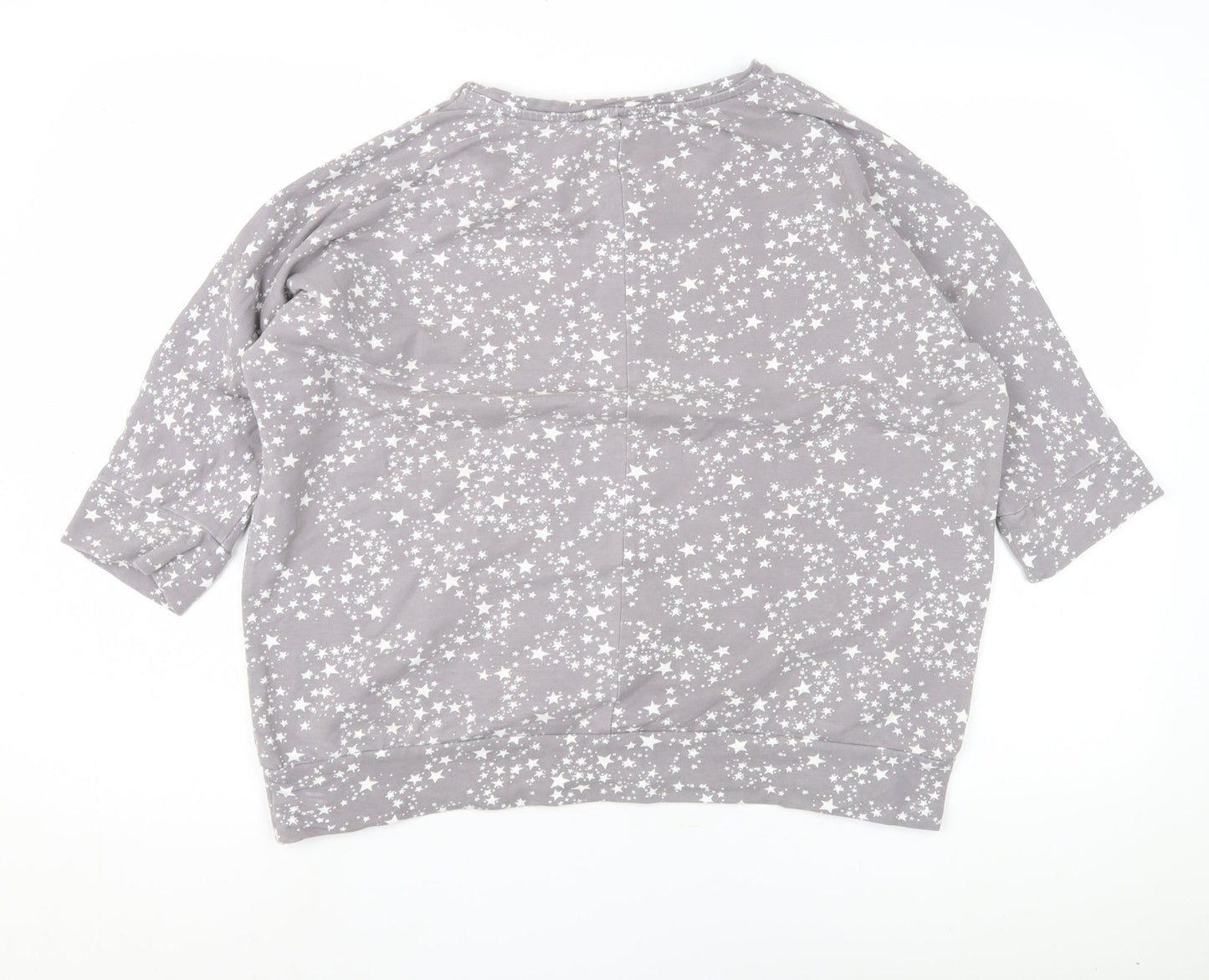 WoolOvers Women's Grey Star Pyjama Top M 3/4 Sleeve
