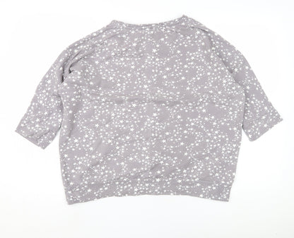 WoolOvers Women's Grey Star Pyjama Top M 3/4 Sleeve