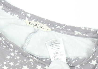 WoolOvers Women's Grey Star Pyjama Top M 3/4 Sleeve