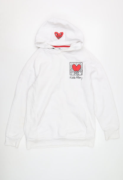 Keith Haring Unisex Kids White Pullover Hoodie 14-15 Years