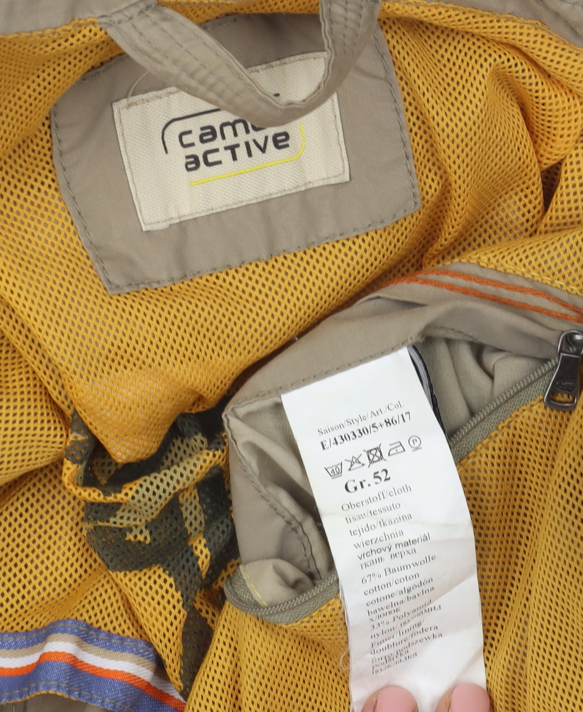 Mens UK Size 52 Camo Active Beige Basic Jacket