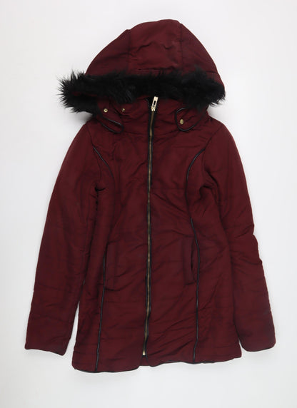 Womens UK Size 10 Brave Soul Red Puffer Jacket