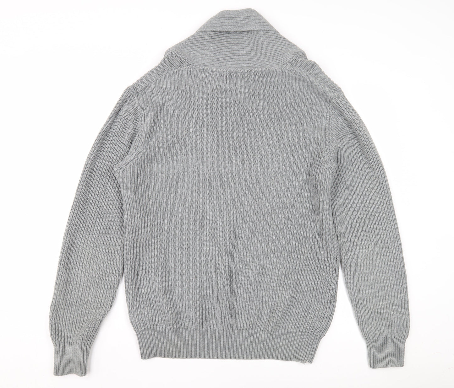 Blue Harbour Men's Grey Pullover M, V-Neck Button Accent