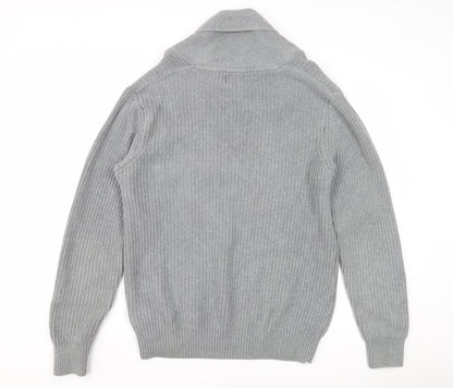 Blue Harbour Men's Grey Pullover M, V-Neck Button Accent