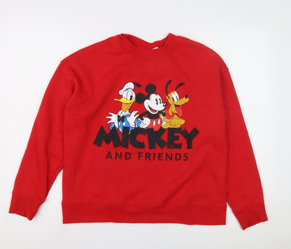 Womens UK Size 10 Disney Red Pullover Sweatshirt