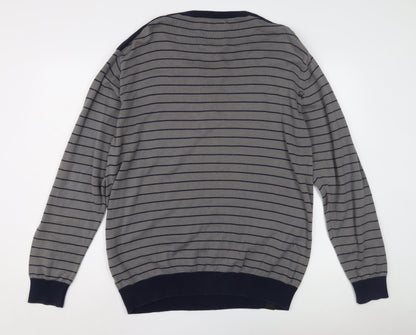 Next Men's Grey Henley Jumper XL Striped Casual
